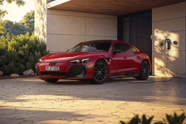 The Audi e-tron GT quattro combines dynamic driving with a high degree of everyday practicality. The background shown is AI-generated.