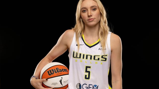 May 7, 2025; Arlington, TX, USA; Dallas Wings guard Paige Bueckers poses for a photo during the 2025 Dallas Wings Media Day. Mandatory Credit: Jerome Miron-Imagn Images