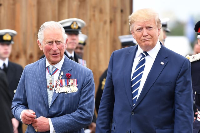King Charles and U.S. President Donald Trump commemorate the 75th anniversary of the D-Day landings, in Portsmouth, England, on June 5, 2019.