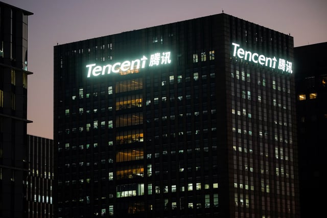The logo of Tencent is seen at Tencent office in Shanghai, China December 13, 2021. REUTERS/Aly Song/File Photo