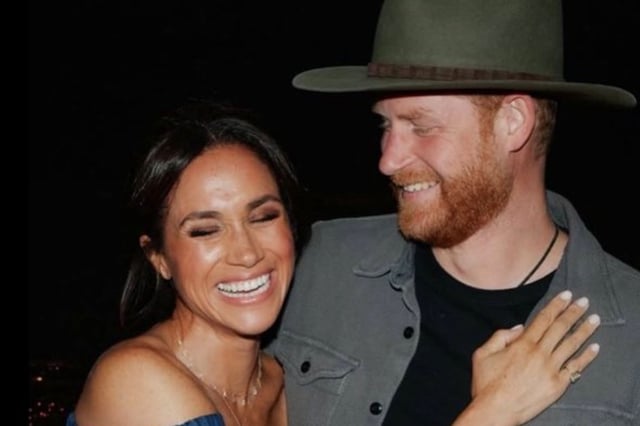 Meghan Markle and Prince Harry are seen in a picture from a Beyoncé concert they attended at So-Fi Stadium, in Los Angeles, on May 10, 2025.