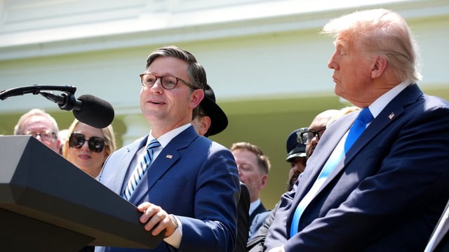 House Speaker Mike Johnson and President Trump earlier this month. Photo: Andrew Harnik/Getty Images