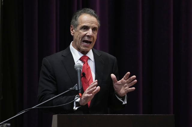 Former New York Gov. Andrew Cuomo speaks during the New York City Mayoral Candidates Forum at Medgar Evers College Wednesday, April 23, 2025, in New York.