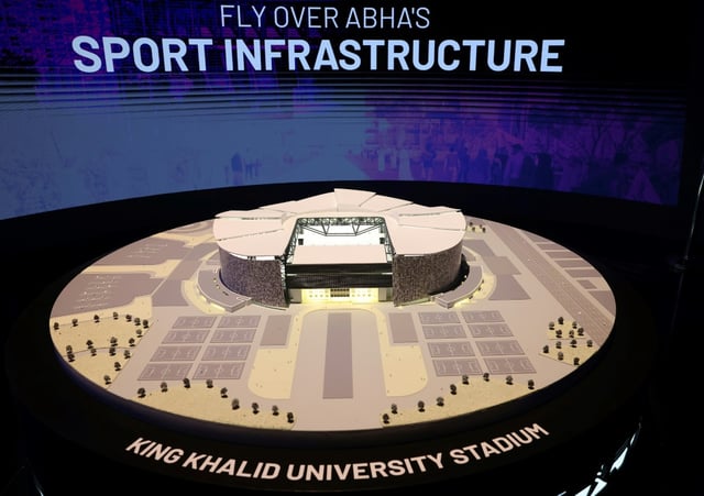 An artist's illustration of King Khalid University stadium in Abha in Saudi Arabia, one of the proposed venues for the 2034 World Cup