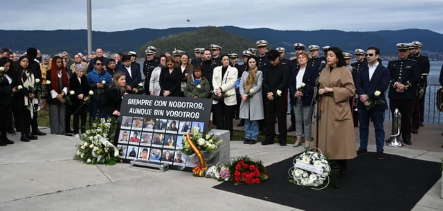 Homenaje a las víctimas del «Villa de Pitanxo» celebrado en febrero en Marín.