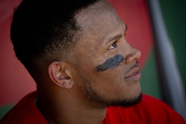 FORT MYERS, FLORIDA - MARCH 8: Ceddanne Rafaela #3 of the Boston Red Sox looks on in the dugout during a Grapefruit League game against the Minnesota Twins at Lee Health Sports Complex in Fort Myers, Florida on March 8, 2025. (Photo by Maddie Malhotra/Boston Red Sox/Getty Images)
