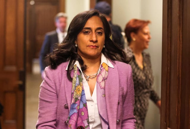 Anita Anand leaves a caucus meeting on Parliament Hill in Ottawa, Ontario, Canada, October 23, 2024.  REUTERS/Patrick Doyle