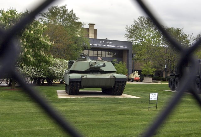 FILE - An M1 Abrams tank is displayed outside the Tank-Army Automotive and Armaments Command (TACOM) in Warren, Mich., Friday, May 13, 2005. (AP Photo/Carlos Osorio, file)