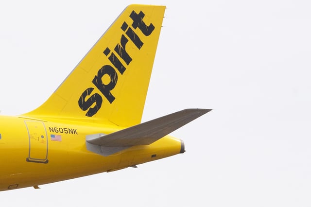 An Airbus 320 operated by Spirit Airlines is seen as it approaches for landing at Baltimore/Washington International Airport near Baltimore on Mar. 11, 2019.