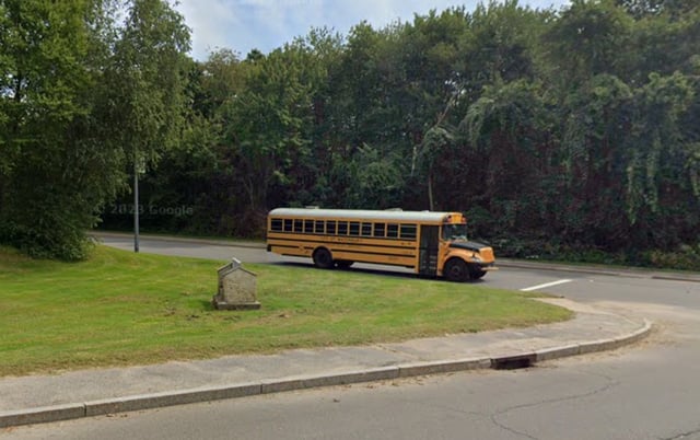 A school bus is seen leaving Wilby High School in Waterbury, Conn. (Google Maps)