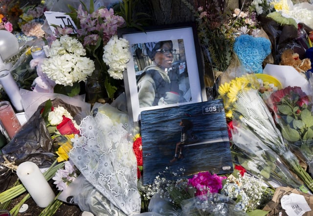 A memorial for Jayden Perkins, an 11-year-old boy who was stabbed to death in his home on March 13, 2024. (Vincent Alban/Chicago Tribune)