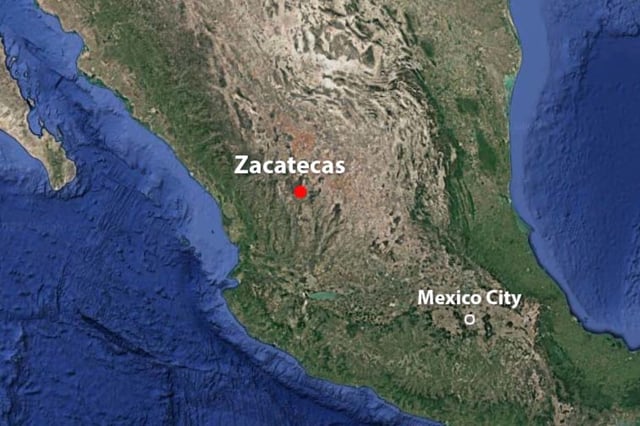 Map showing location of Zacatecas, Mexico.