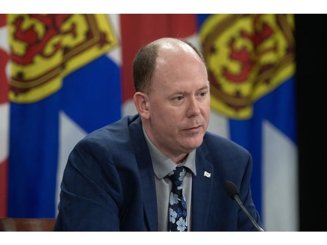 Natural Resources Minister Tory Rushton answers questions from reporters about the province's critical minerals strategy at One Government Place in Halifax on Wednesday, May 14, 2025.
