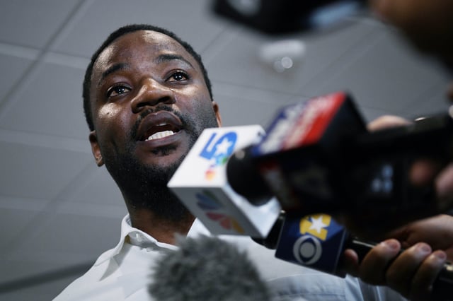 Activist, Dominique Alexander, founder of the Next Generation Action Network addresses the press after the conviction charge of murder was delivered after deliberations for the trial of former Dallas police officer Amber Guyger, in Dallas, Texas, U.S., October 1, 2019.
