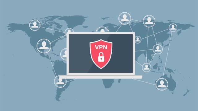 illustration of VPN on a laptop