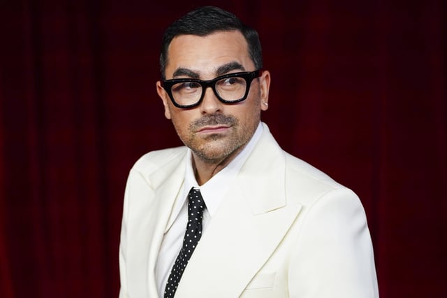 Dan Levy arrives at the fourth annual Academy Museum Gala on Saturday, Oct. 19, 2024, at the Academy Museum of Motion Pictures in Los Angeles. (Photo by Jordan Strauss/Invision/AP)