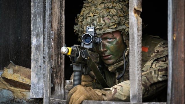 A British soldier on exercise in Estonia, on Nato’s eastern flank bordering Russia