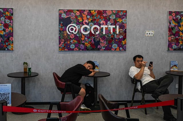 A COTTI coffee shop in Beijing on August 1, 2024. Photo: AFP