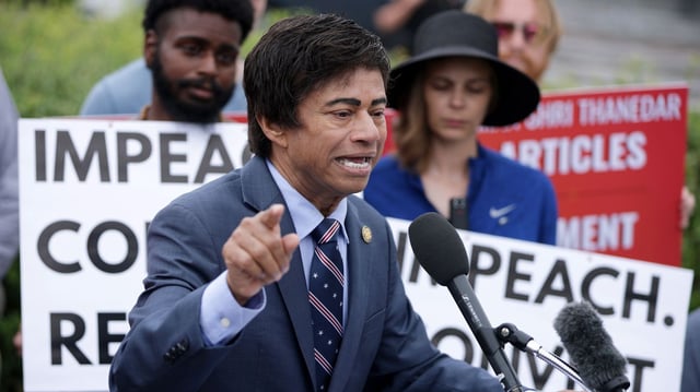 Rep. Shri Thanedar speaks at a press conference outside the U.S. Capitol on May 14. Photo: Alex Wong/Getty Images