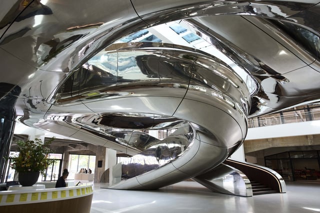 Interior view of the Fenix Migration Museum in Rotterdam, Netherlands, Wednesday, May 14, 2025. (AP Photo/Peter Dejong)