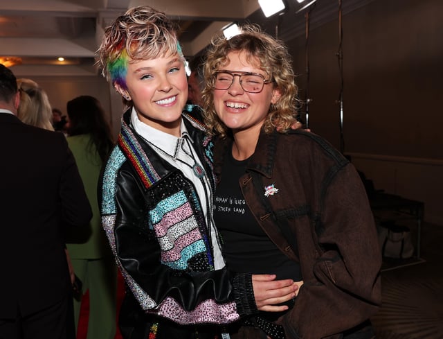 Jojo Siwa, Kath Ebbs at the 36th Annual GLAAD Media Awards held at The Beverly Hilton on March 27, 2025 in Los Angeles, California. (Photo by Christopher Polk/Variety via Getty Images)