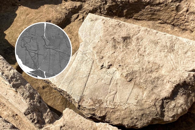 The relief and, inset, its 3D reconstruction