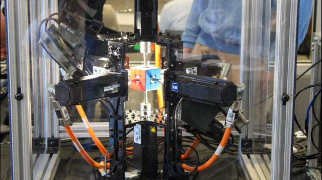 The high-speed robotic system can solve a scrambled Rubik’s Cube in 0.103 seconds,