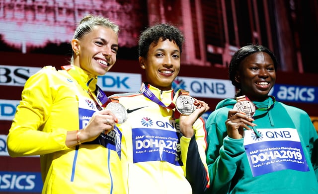 Maryna Bekh-Romanchuk (l.) ist eine Dauerrivalin von Malaika Mihambo.
