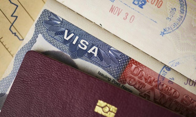 File photo shows U.S. visa.
