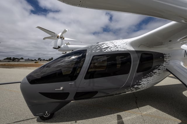 Midnight, an all-electric aircraft from company Archer Aviation, is seen at the Salinas Municipal Airport in Salinas, California, U.S. August 2, 2023.  REUTERS/Carlos Barria/File Photo