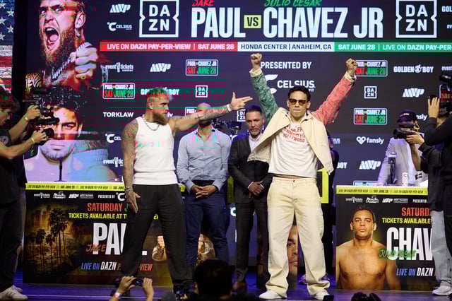 Paul vs Chavez Jr - Hollywood Press Conference: Jake Paul (left) and Julio Cesar Chavez Jr.
