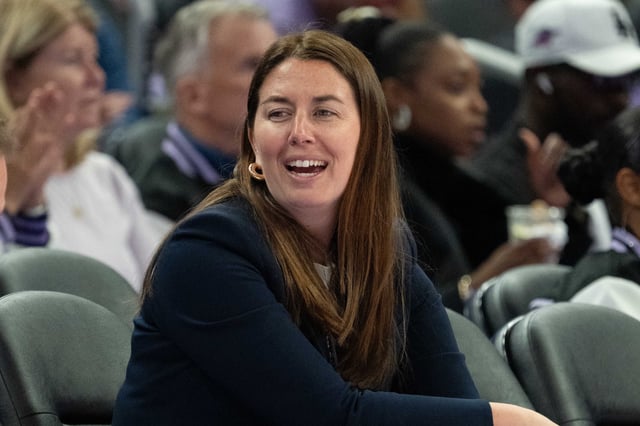 May 6, 2025; San Francisco, CA, USA; Golden State Valkyries president Jess Smith during the third quarter against the Los Angeles Sparks at Chase Center. Mandatory Credit: Kyle Terada-Imagn Images/File Photo