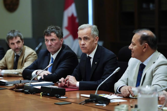 Prime Minister Mark Carney speaks after a meeting of the federal cabinet in West Block on Parliament Hill in Ottawa on Wednesday, May 14, 2025. THE CANADIAN PRESS/Justin Tang