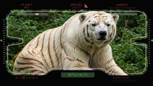 A still showing an animal from AI-generated video Star Wars Field Report