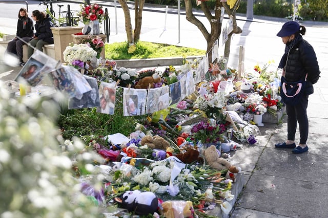 A large memorial sits on the corner of Ulloa Street and Lennox Way in San Francisco’s West Portal neighborhood where a family of four was killed by a driver. Family members of the victims filed a second lawsuit against the suspected driver. 