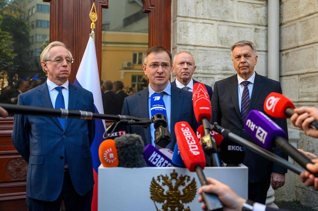 Vladimir Medinski, intellectuel ultranationaliste, ancien ministre de la Culture et proche de Poutine à Istanbul, le 15 mai. 