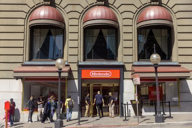 The exterior at the new Nintendo Store in San Francisco’s Union Square on May 14, 2025.