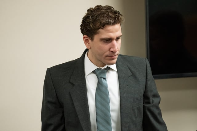 Bryan Kohberger, accused of murder, can be seen arriving for a hearing on cameras in the courtroom in Latah County District Court on September 13, 2023, in Moscow, Idaho. (Photo by Ted S. Warren-Pool/Getty Images)