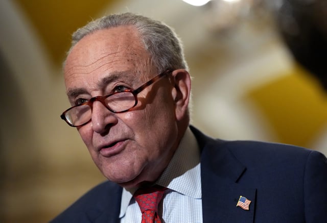Senator Chuck Schumer, a New York Democrat, speaks at the U.S. Capitol in Washington, D.C. on May 13, 2025.