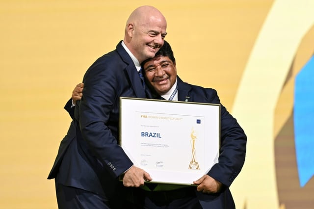 Brazilian Football Association President Ednaldo Rodrigues (right), pictured in this file photo hugging FIFA President Gianni Infantino, said he had "absolute certainty" his employment contract was valid