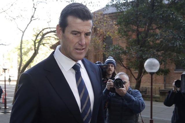 FILE - Ben Roberts-Smith arrives at the Federal Court in Sydney, Australia, Wednesday, June 9, 2021. (AP Photo/Rick Rycroft, File)