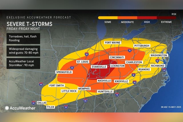 AccuWeather&#39;s forecast map for Friday.