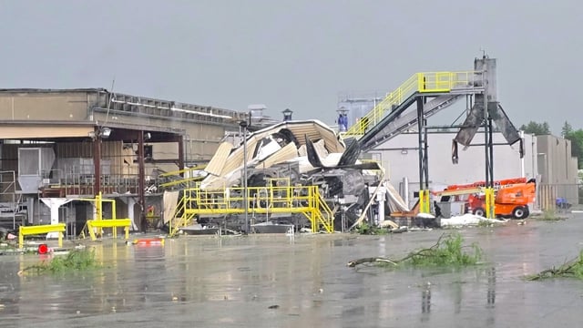 Tornado damage in Mayville Wisconsin on Thursday, May 15, 2025