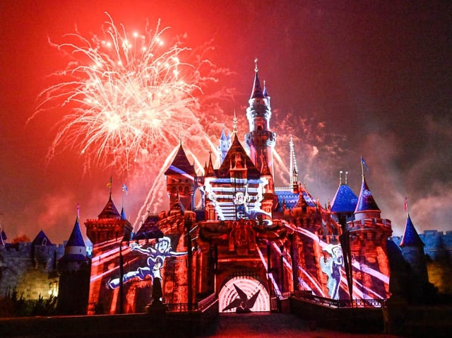 Sleeping Beauty Castle is light up during “Wondrous Journeys” Nighttime Spectacular at Disneyland in Anaheim, CA, on Wednesday, May 14, 2025. Disneyland is celebrating its 70th anniversary from May 16, 2025 through summer 2026.(Photo by Jeff Gritchen, Orange County Register/SCNG)