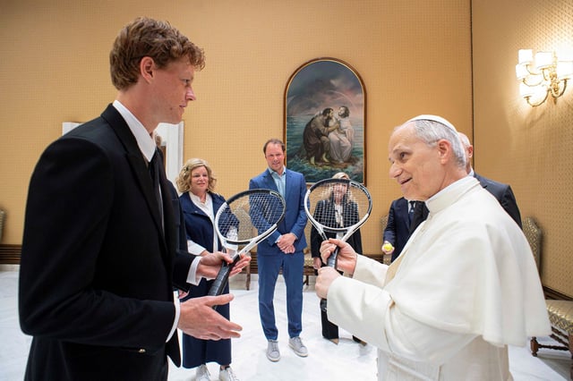 Italian tennis player Jannik Sinner met Pope Leo XIV at the Vatican on Wednesday.
