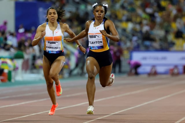 Tia Clayton blasted to victory in the women's 100m at the Doha Diamond League