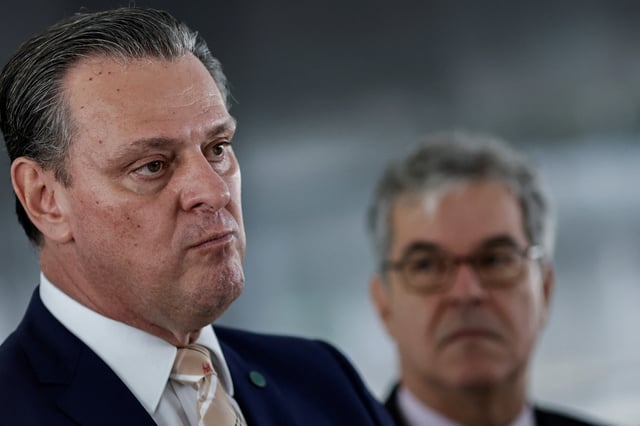 Brazil's Agriculture Minister Carlos Favaro reacts during a news conference in Brasilia, Brazil, April 4, 2023. REUTERS/Ueslei Marcelino/File Photo