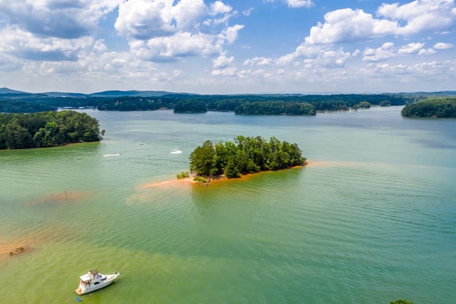 Boats float in Lake Lanier in northern Georgia.