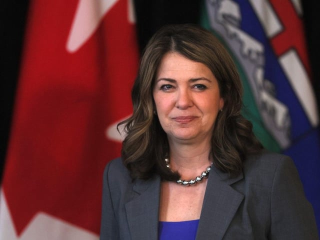Premier Danielle Smith at a press conference Friday ahead of the announcement of new cabinet appointments. 