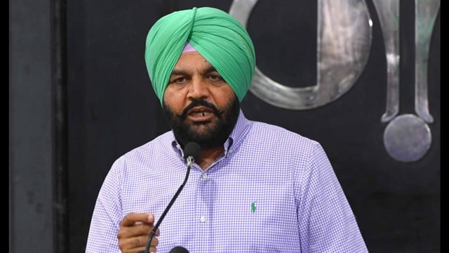 Congress MP from Amritsar, Gurjeet Singh Aujla during a press conference in Chandigarh on Friday. (HT Photo)